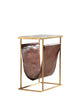 Genuine Marble Top Accent Side Table White and Brass