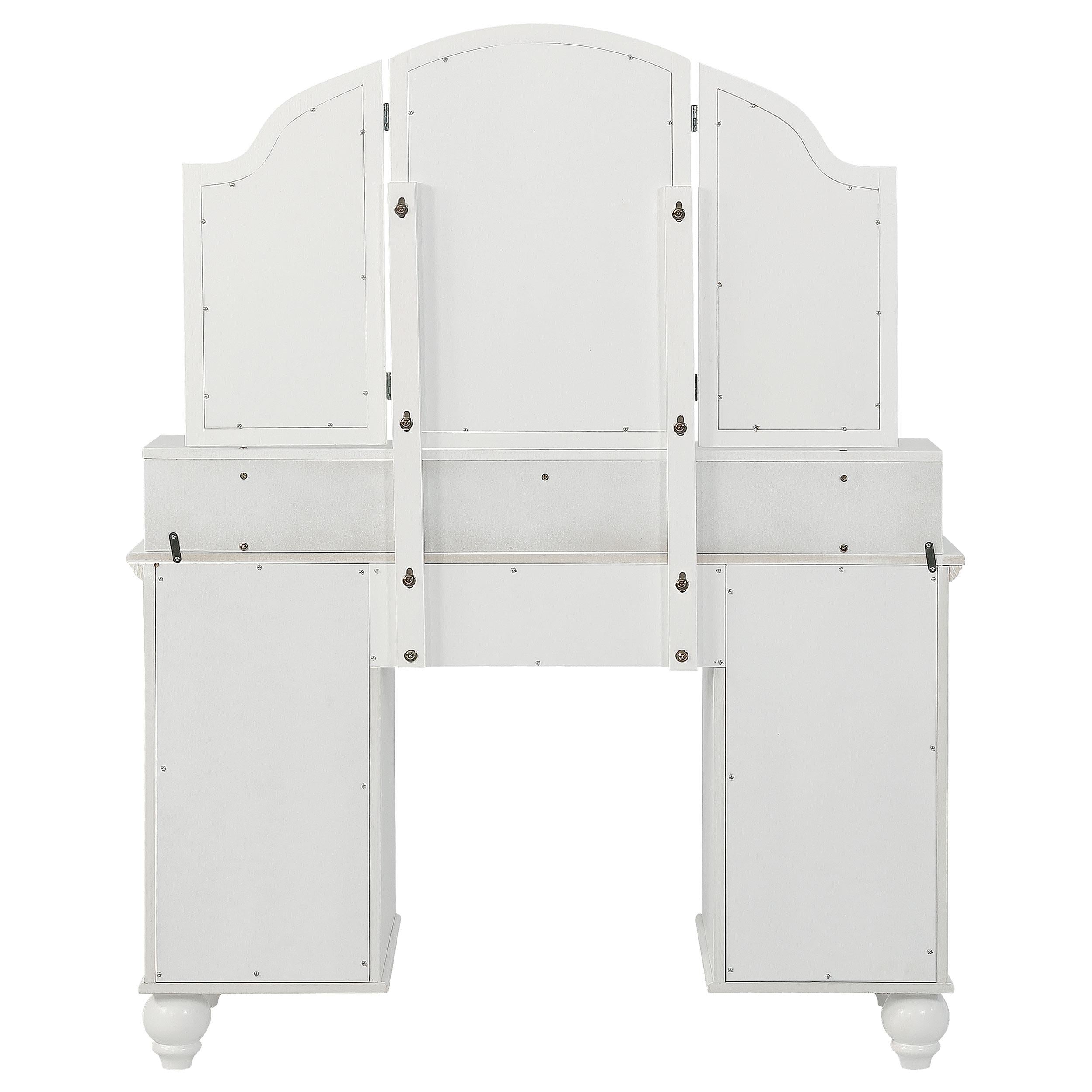 Reinhart Makeup Vanity Table Set White and Beige