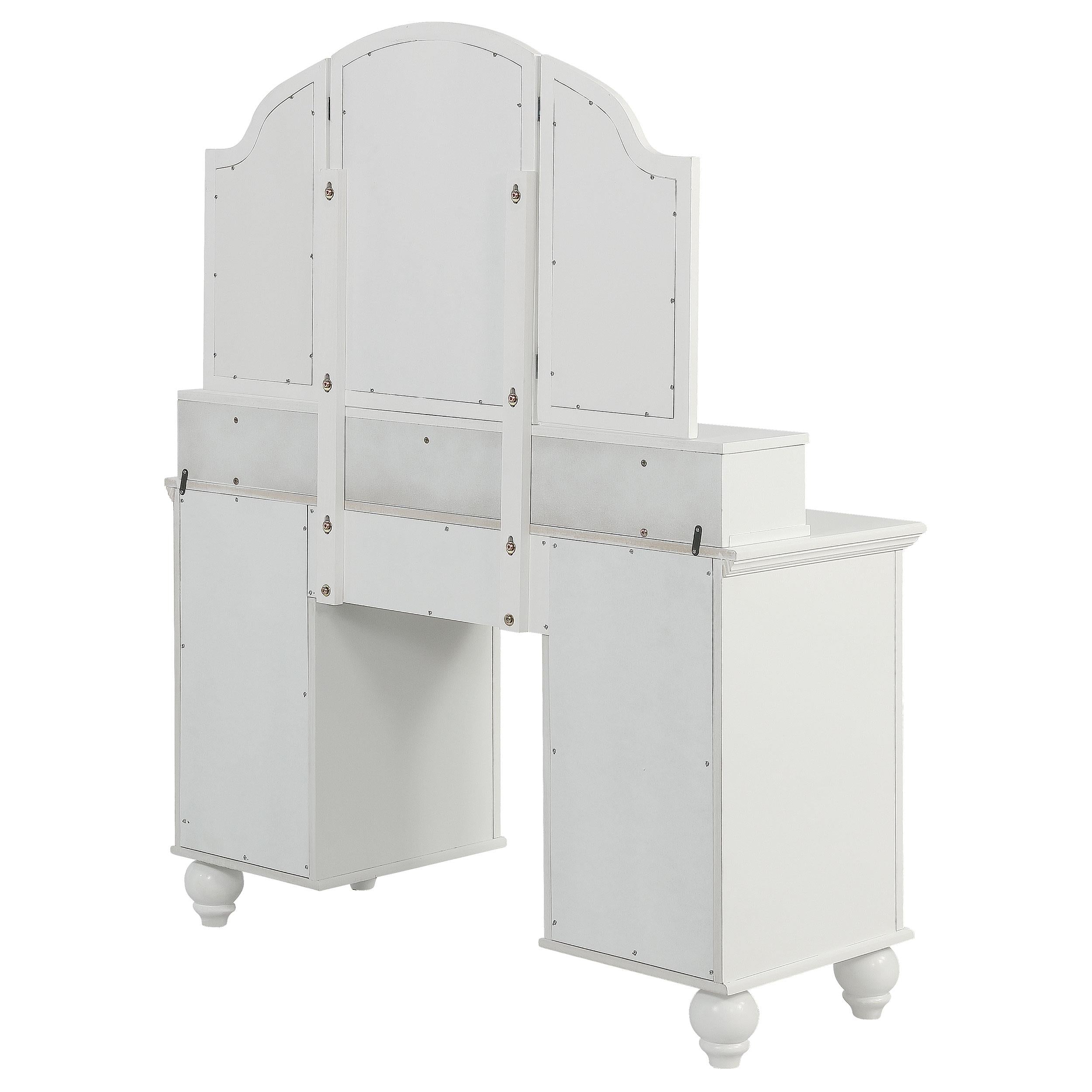Reinhart Makeup Vanity Table Set White and Beige