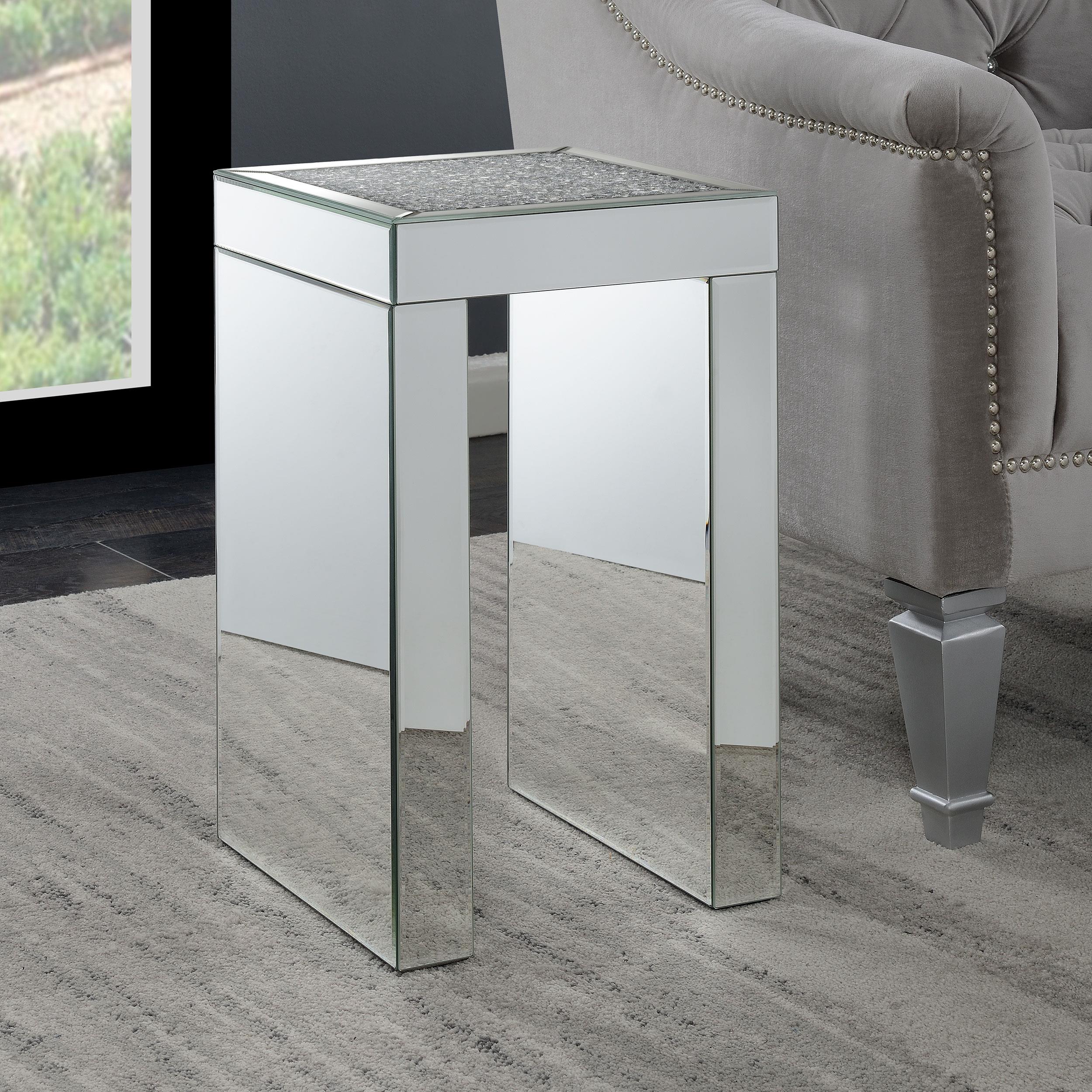 Audrey Square Mirrored Chair End Side Table Silver