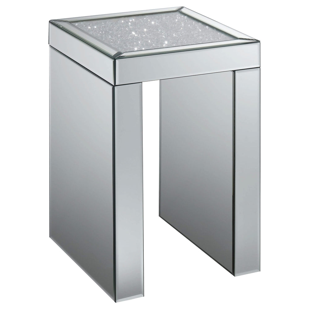 Audrey Square Mirrored Chair End Side Table Silver