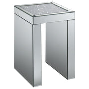 Audrey Square Mirrored Chair End Side Table Silver