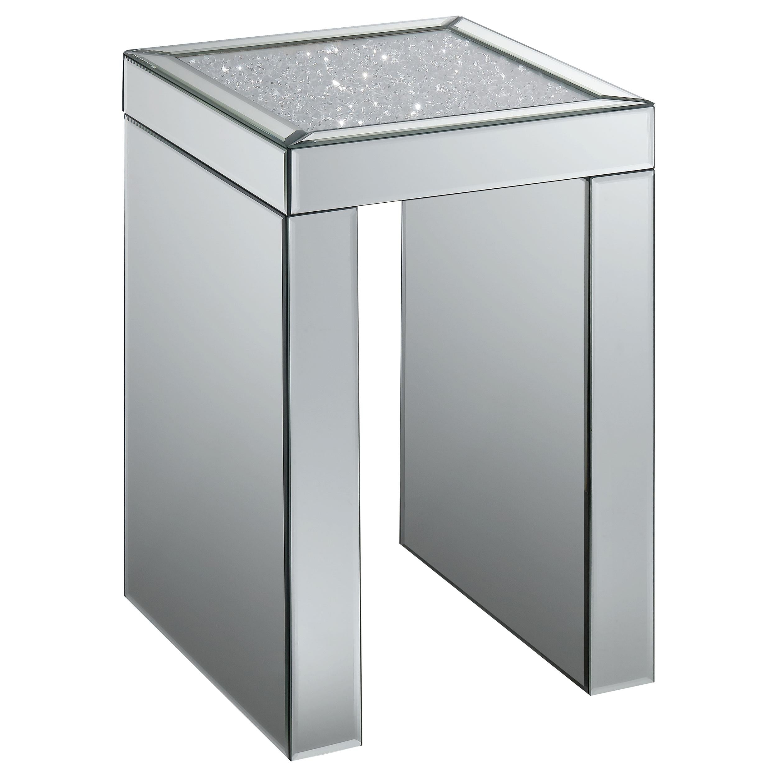 Audrey Square Mirrored Chair End Side Table Silver