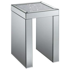 Audrey Square Mirrored Chair End Side Table Silver