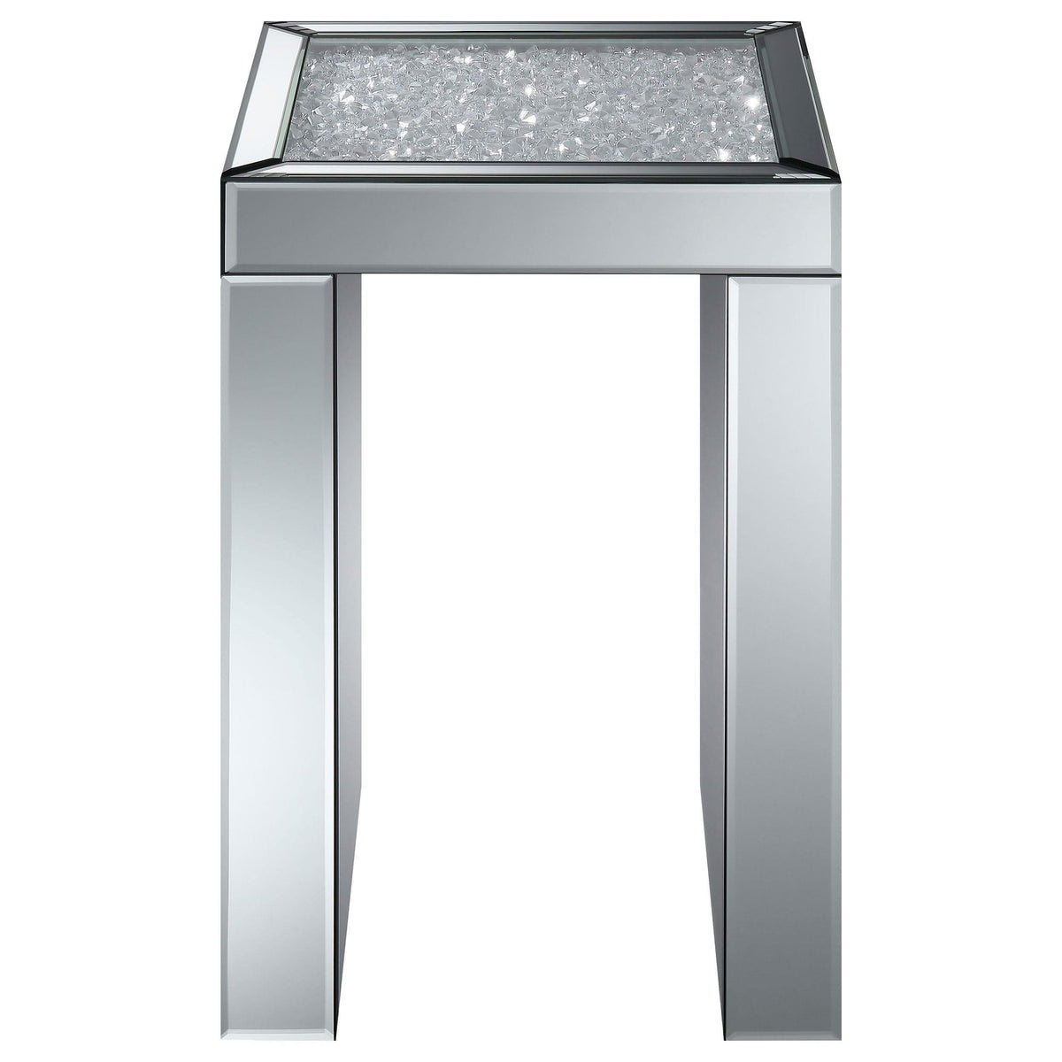 Audrey Square Mirrored Chair End Side Table Silver
