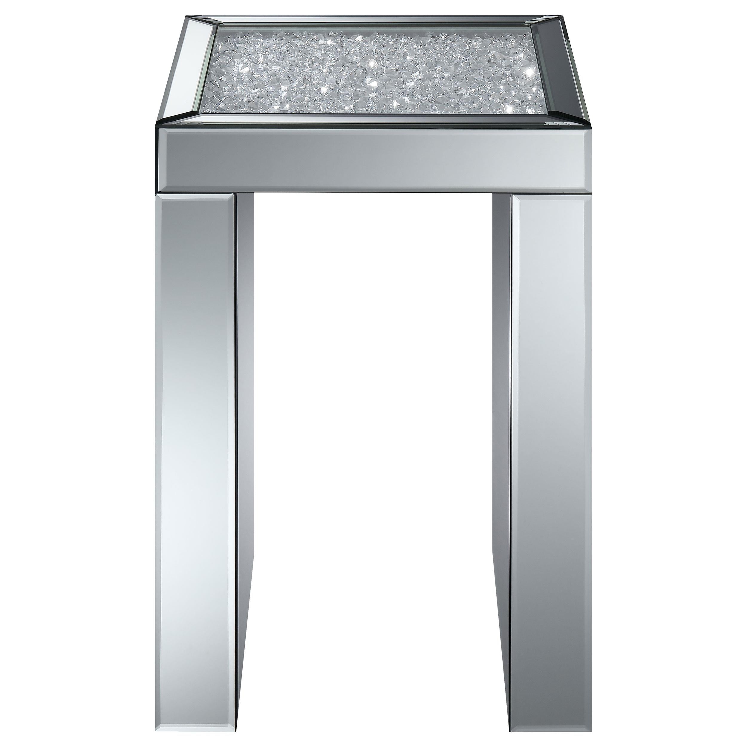 Audrey Square Mirrored Chair End Side Table Silver