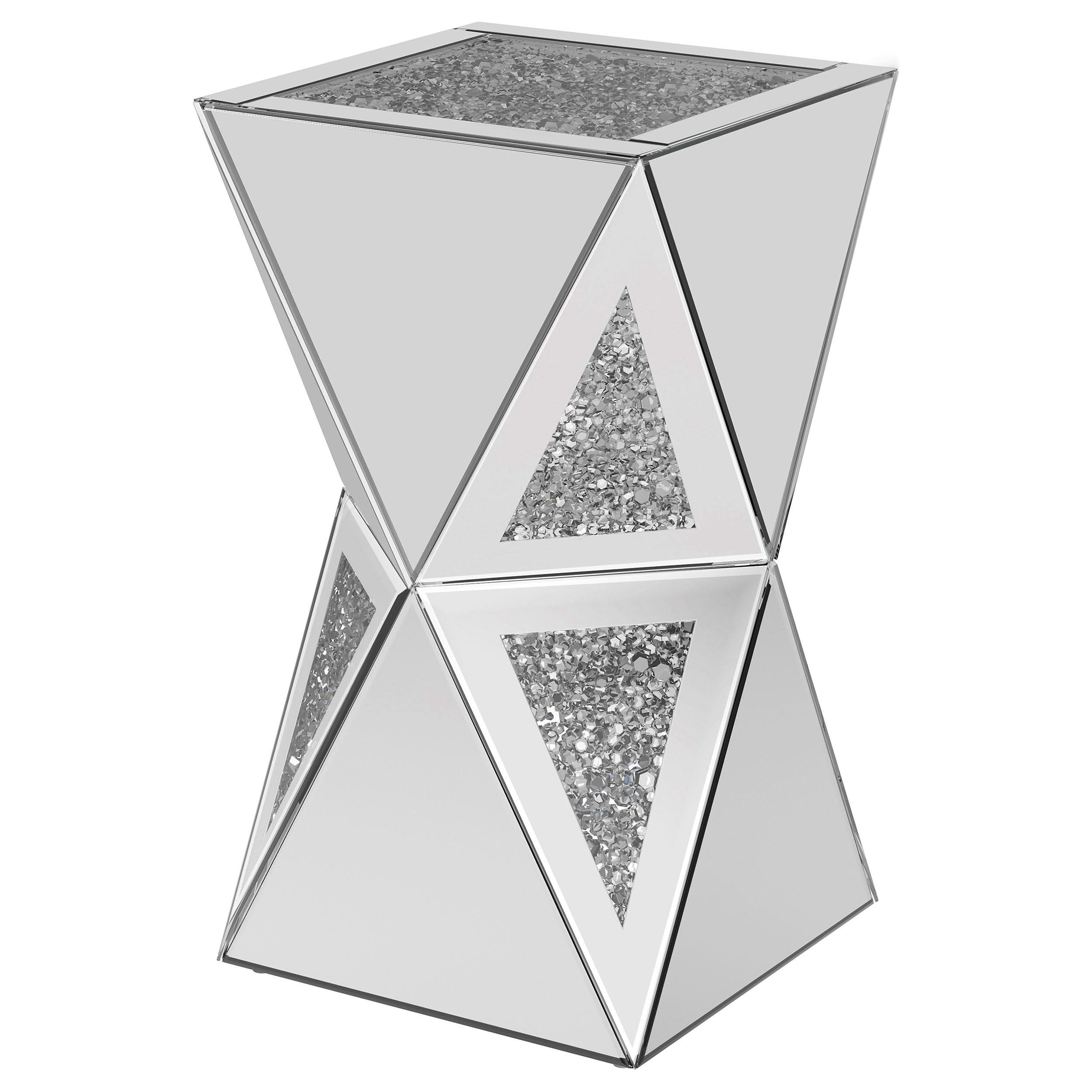Matheo Square Geometric Mirrored Acrylic Side Table Silver