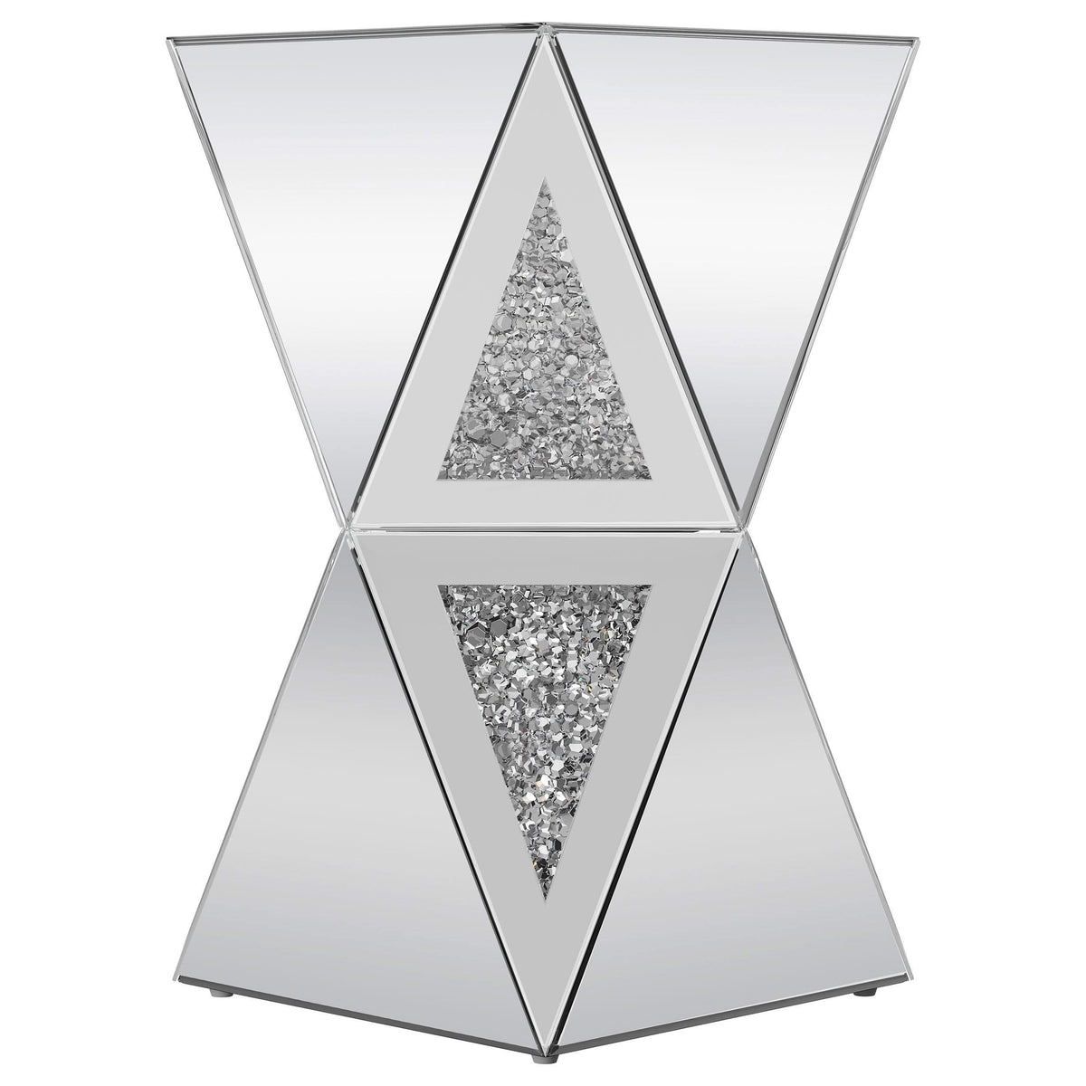 Matheo Square Geometric Mirrored Acrylic Side Table Silver
