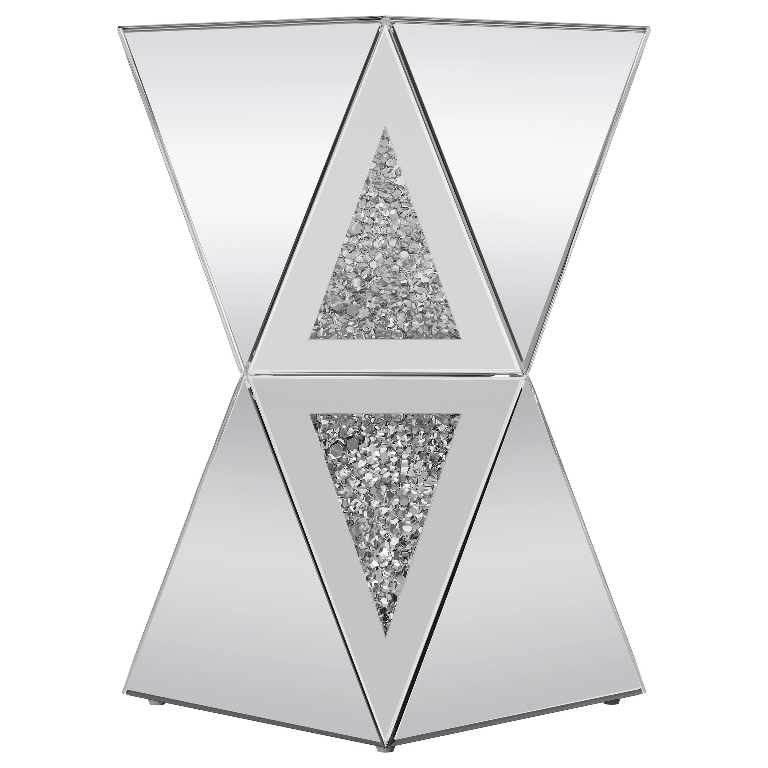 Matheo Square Geometric Mirrored Acrylic Side Table Silver