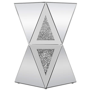 Matheo Square Geometric Mirrored Acrylic Side Table Silver
