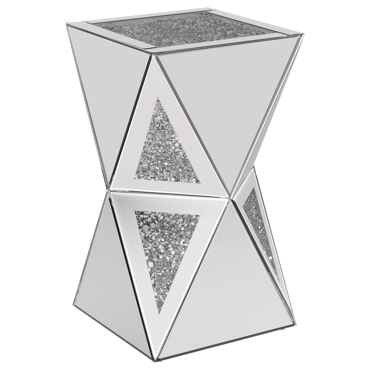 Matheo Square Geometric Mirrored Acrylic Side Table Silver