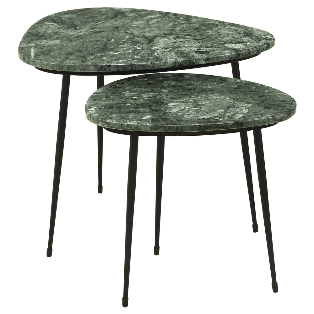 Mesa nido triangular de mármol Tobias de 2 piezas, color verde