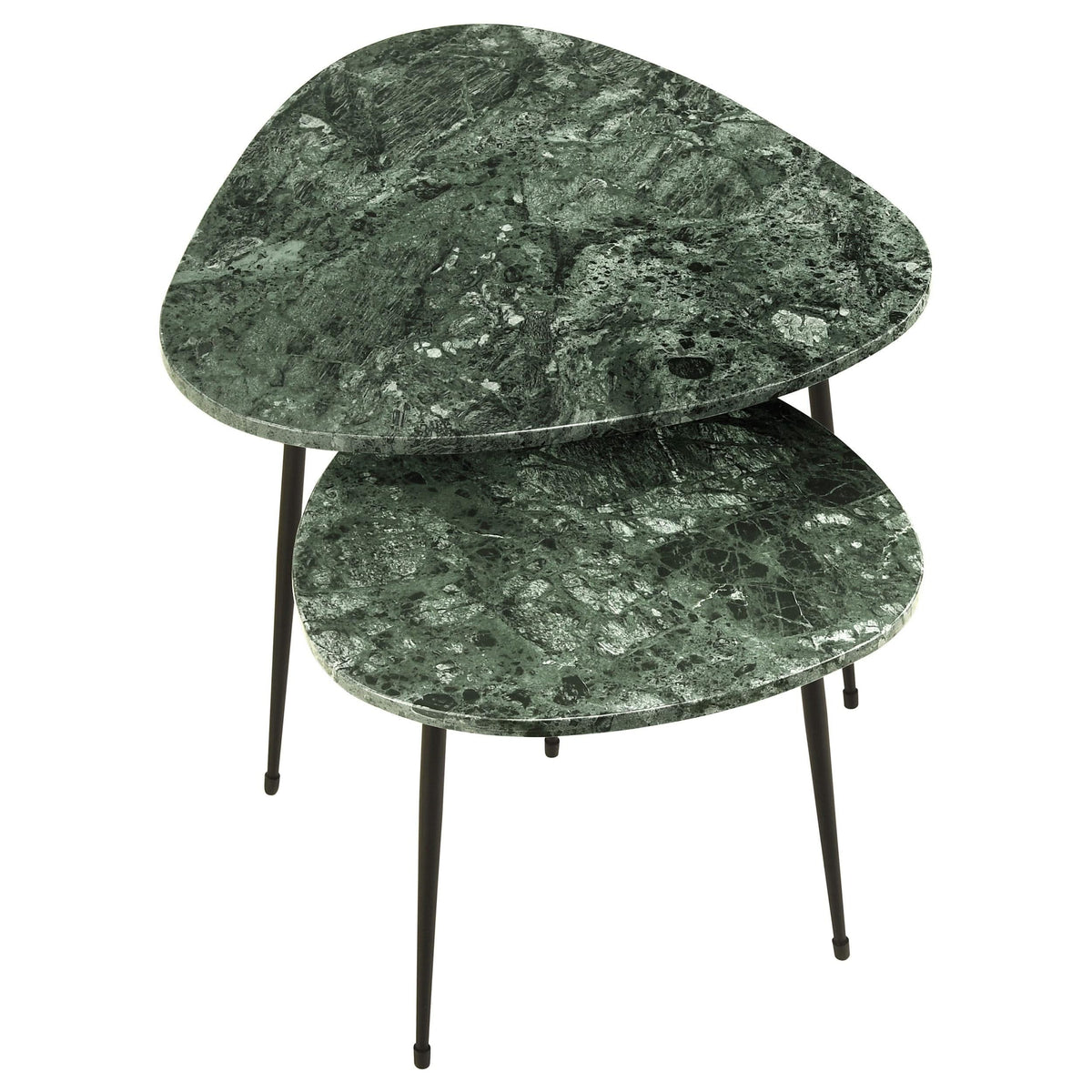 Mesa nido triangular de mármol Tobias de 2 piezas, color verde