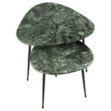 Mesa nido triangular de mármol Tobias de 2 piezas, color verde