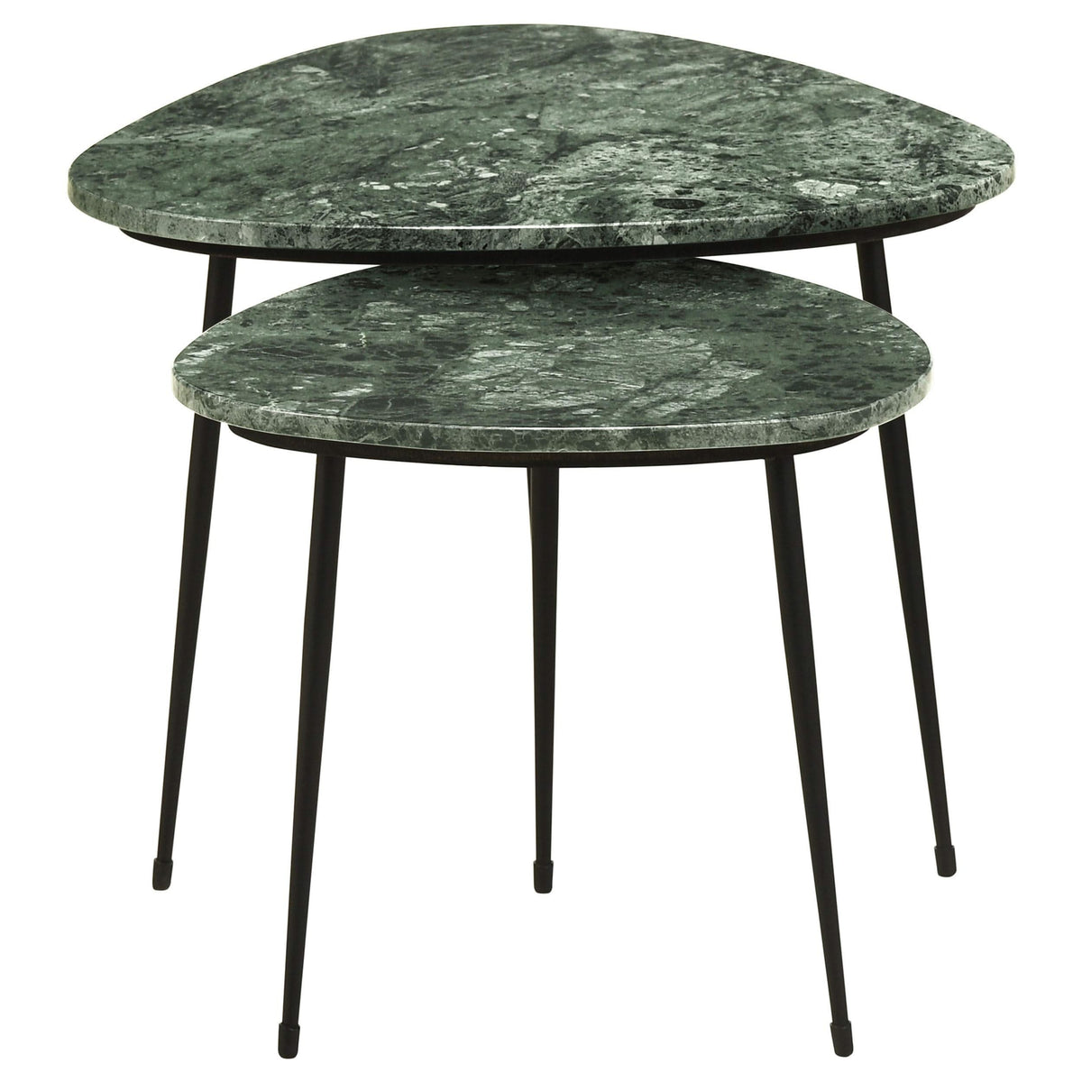 Mesa nido triangular de mármol Tobias de 2 piezas, color verde
