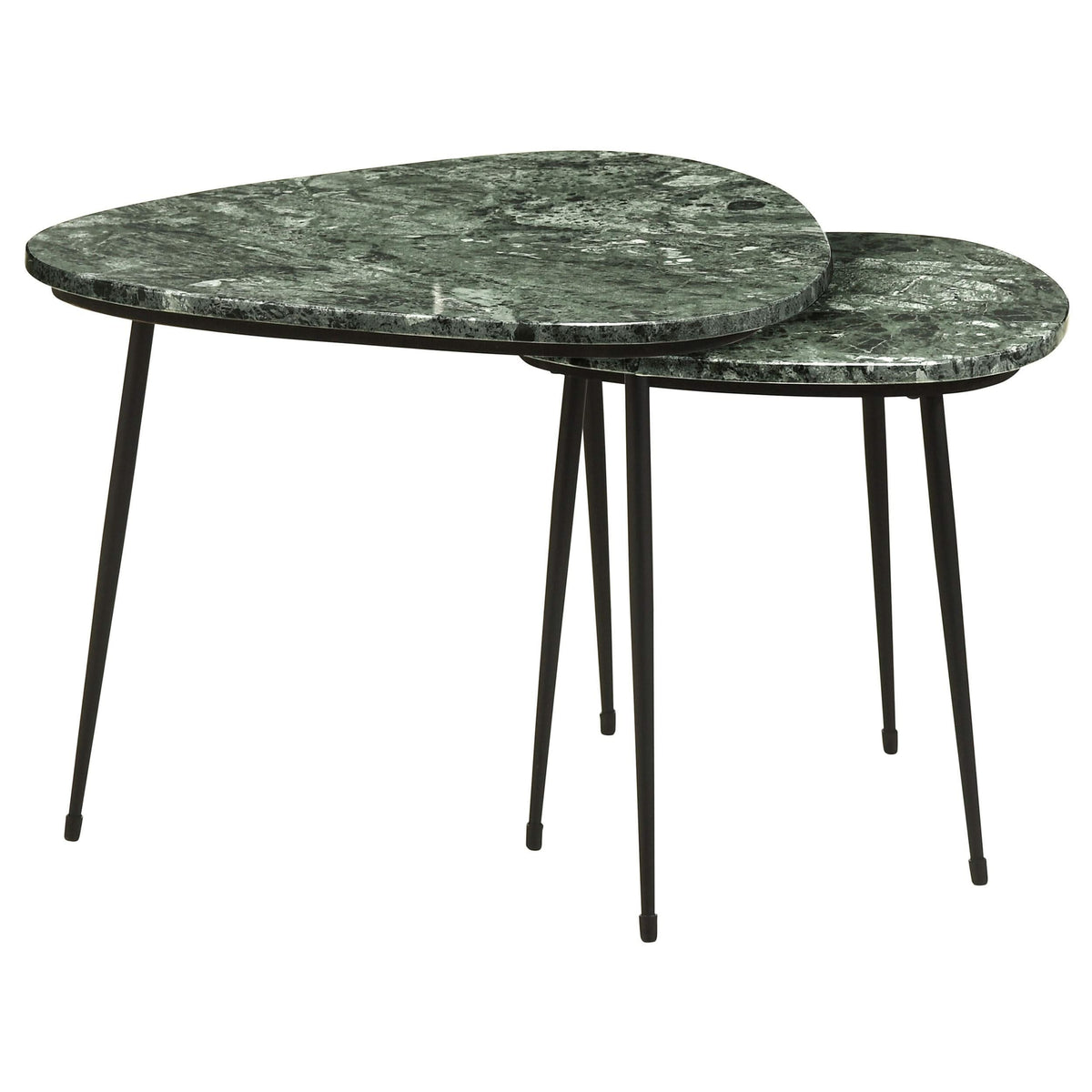 Mesa nido triangular de mármol Tobias de 2 piezas, color verde