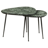 Mesa nido triangular de mármol Tobias de 2 piezas, color verde