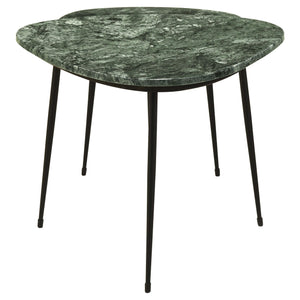 Mesa nido triangular de mármol Tobias de 2 piezas, color verde