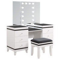 Tocador Talei de 6 cajones con iluminación en blanco y negro