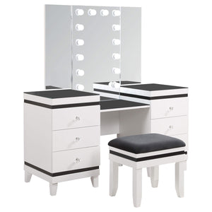 Tocador Talei de 6 cajones con iluminación en blanco y negro
