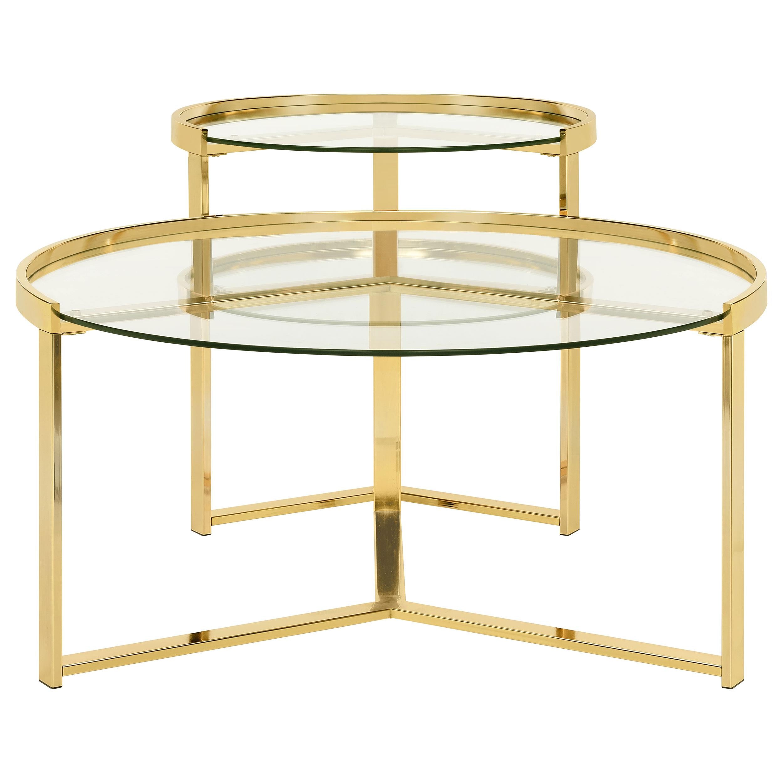 Delia 2-Piece Round Glass Top Nesting Coffee Table Gold