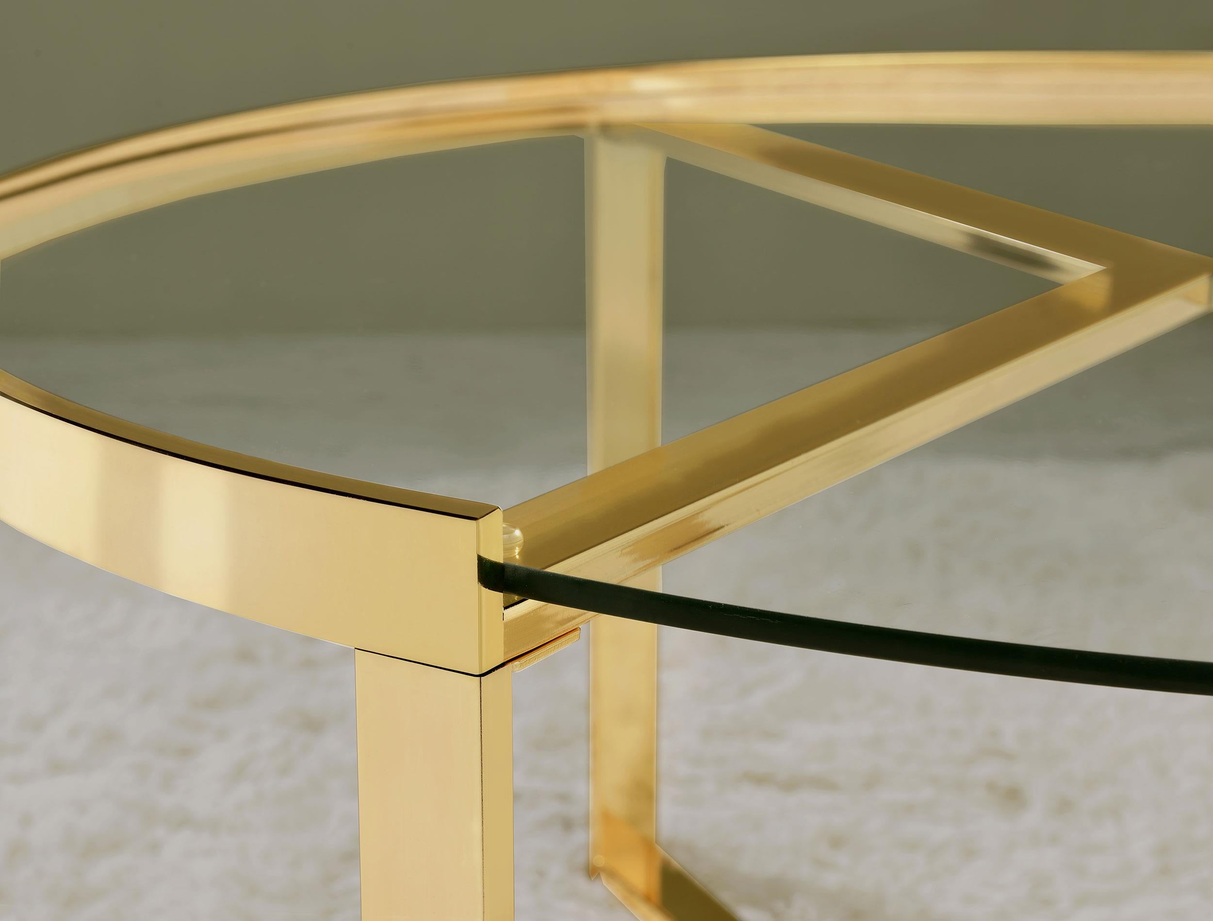 Delia 2-Piece Round Glass Top Nesting Coffee Table Gold