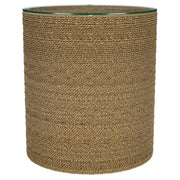 Halden Round Woven Seagrass Accent Side Table Light Brown