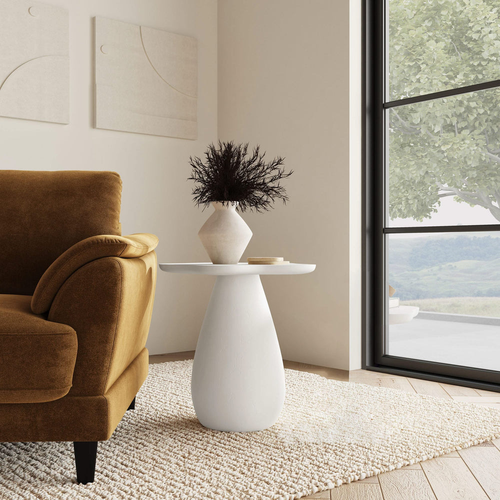 Mesa auxiliar Perth de 20 pulgadas con tablero en forma de nube, color blanco roto