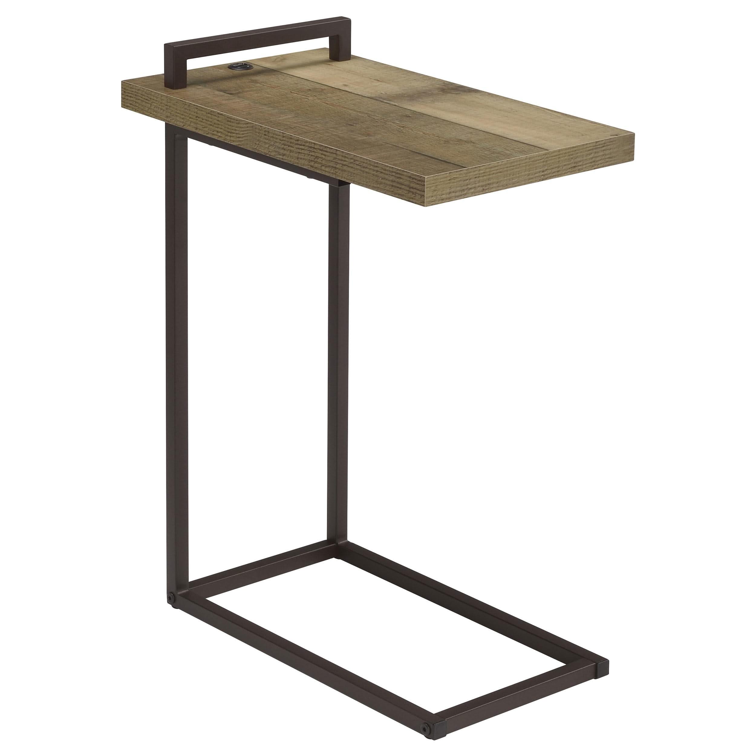 Maxwell C-shaped Side Table USB Charging Weathered Pine
