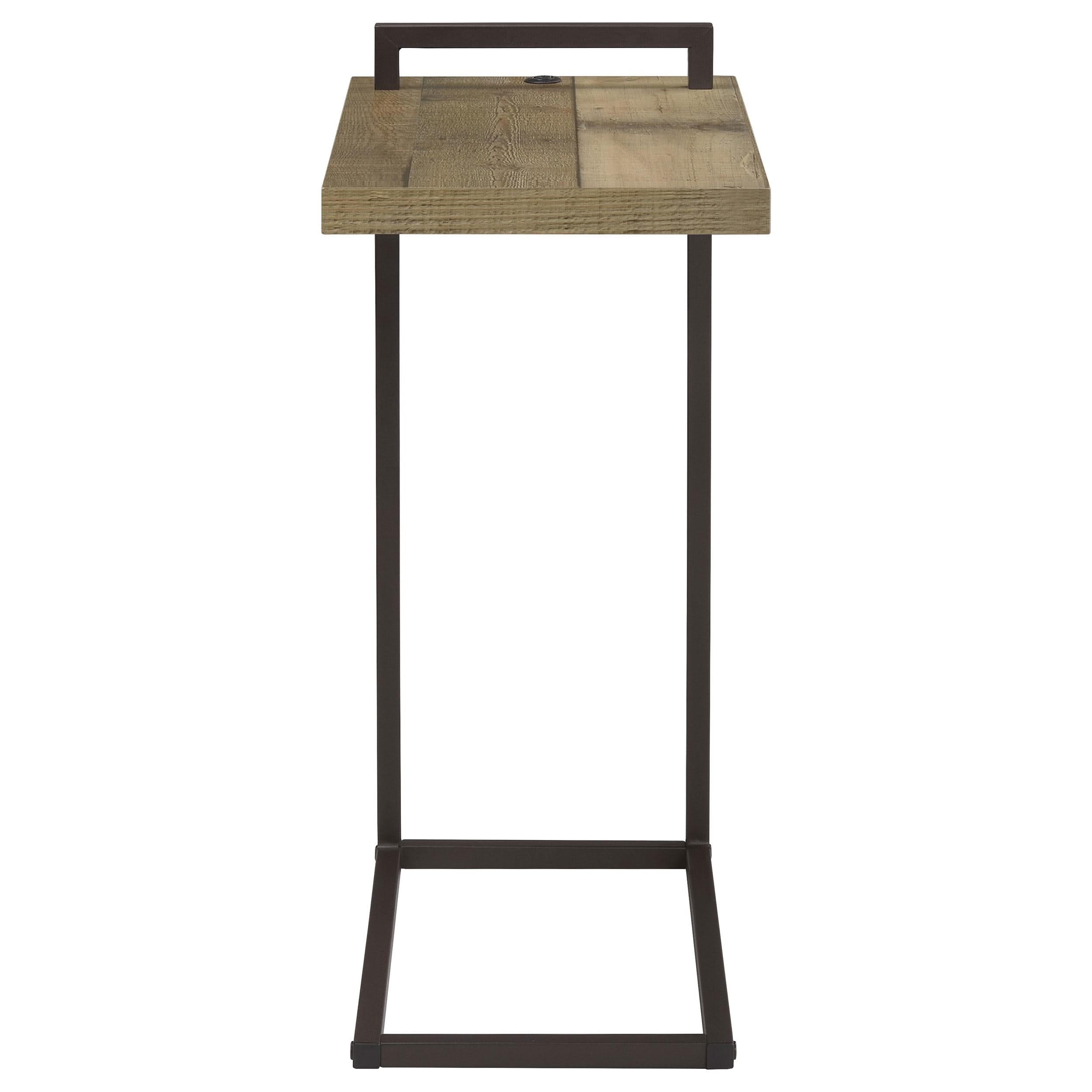 Maxwell C-shaped Side Table USB Charging Weathered Pine