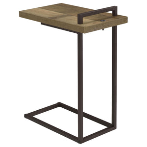 Mesa auxiliar Maxwell en forma de C con carga USB de pino desgastado