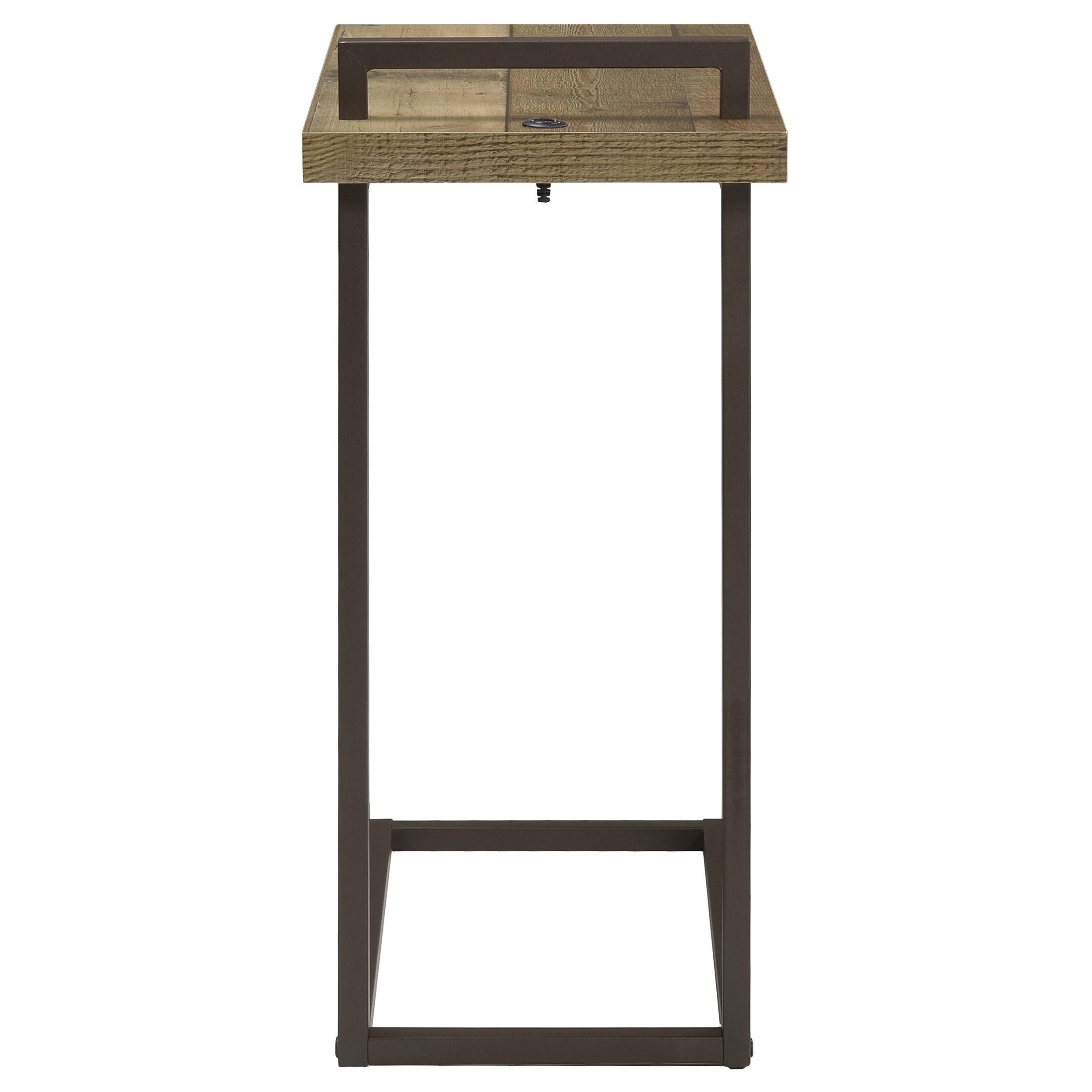 Maxwell C-shaped Side Table USB Charging Weathered Pine
