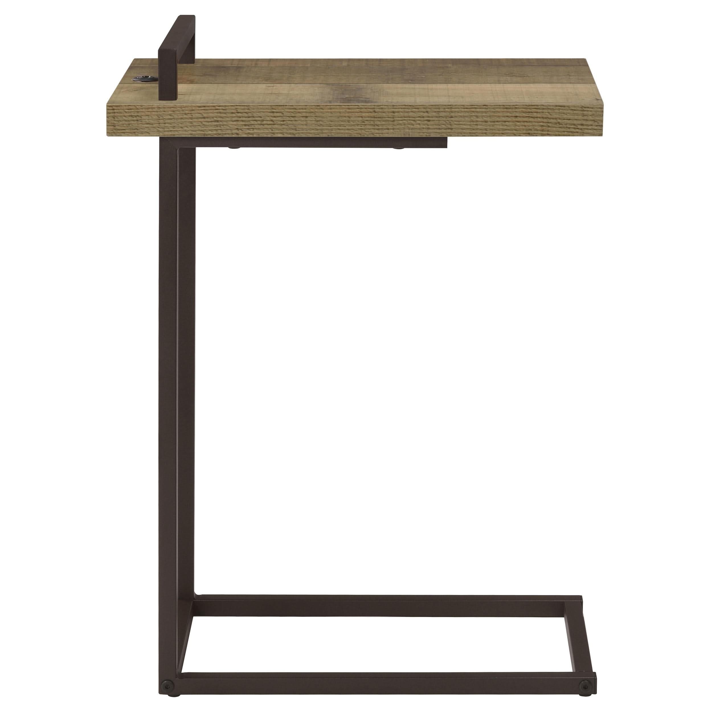 Maxwell C-shaped Side Table USB Charging Weathered Pine
