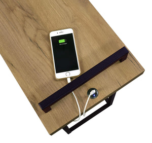 Maxwell C-shaped Side Table USB Charging Golden Oak