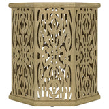Mesa auxiliar octogonal Torres de madera maciza de mango, color marrón natural
