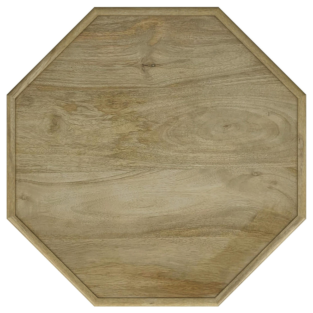 Mesa auxiliar octogonal Torres de madera maciza de mango, color marrón natural
