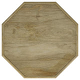 Mesa auxiliar octogonal Torres de madera maciza de mango, color marrón natural