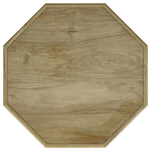 Mesa auxiliar octogonal Torres de madera maciza de mango, color marrón natural