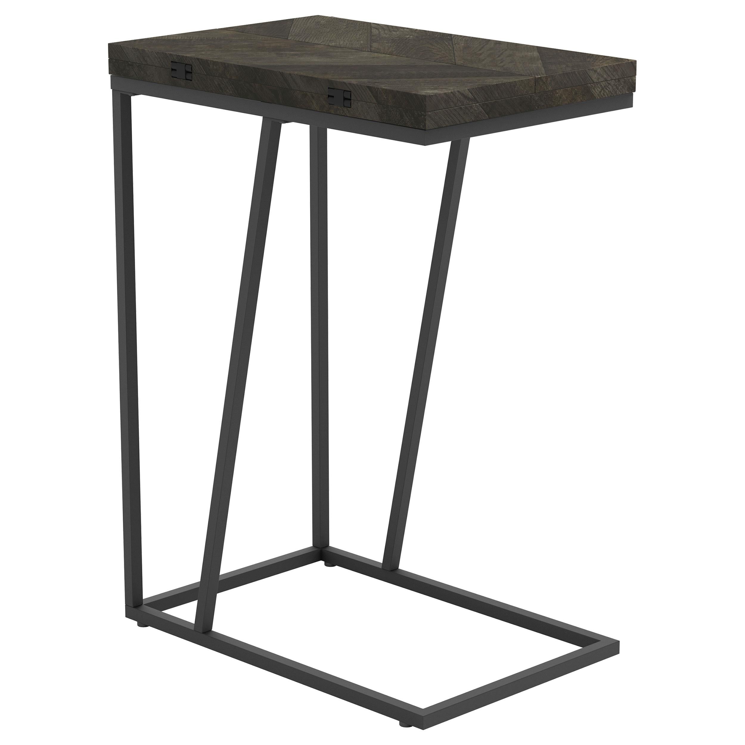 Carly Expandable Engineered Wood C-Shaped Side Table Grey
