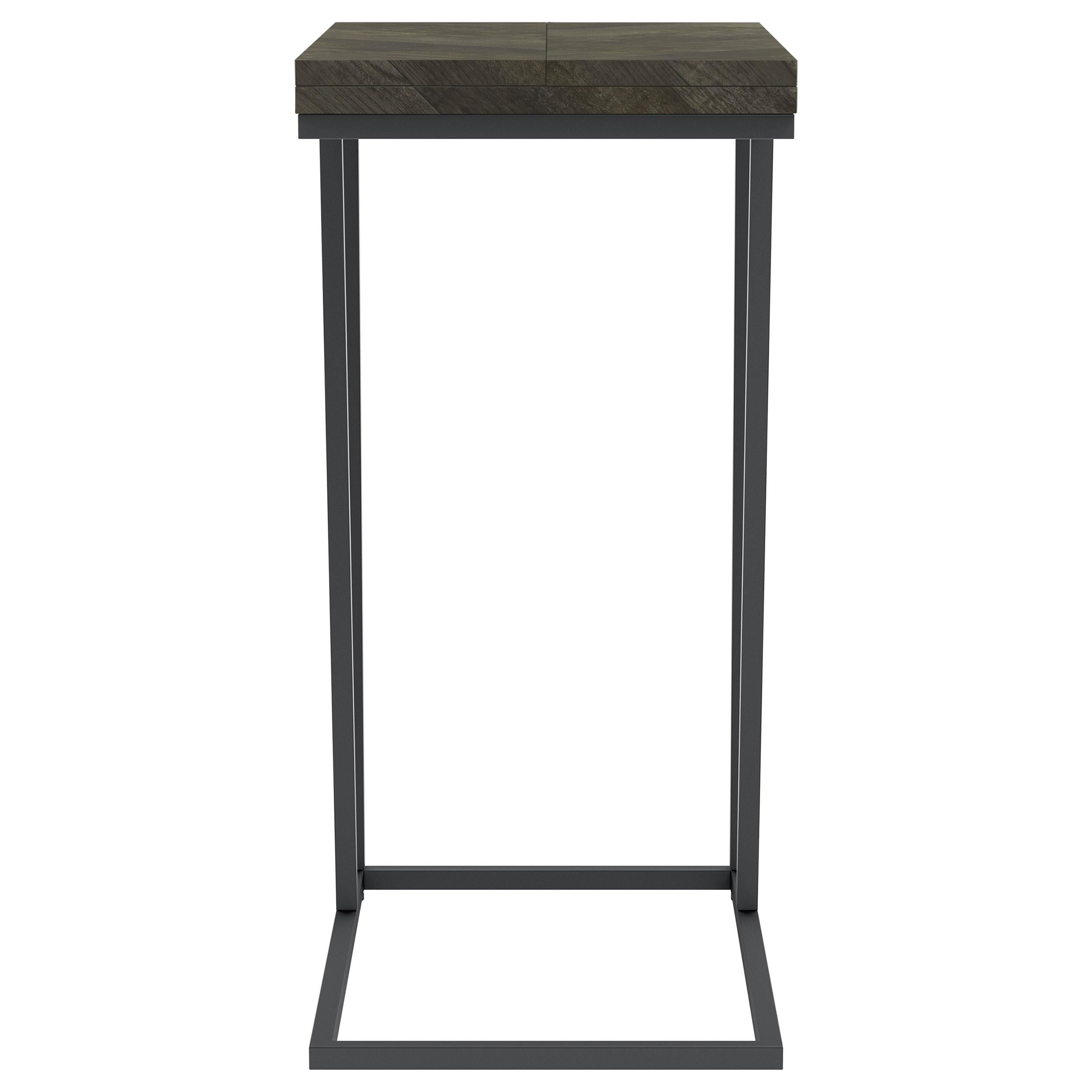 Carly Expandable Engineered Wood C-Shaped Side Table Grey