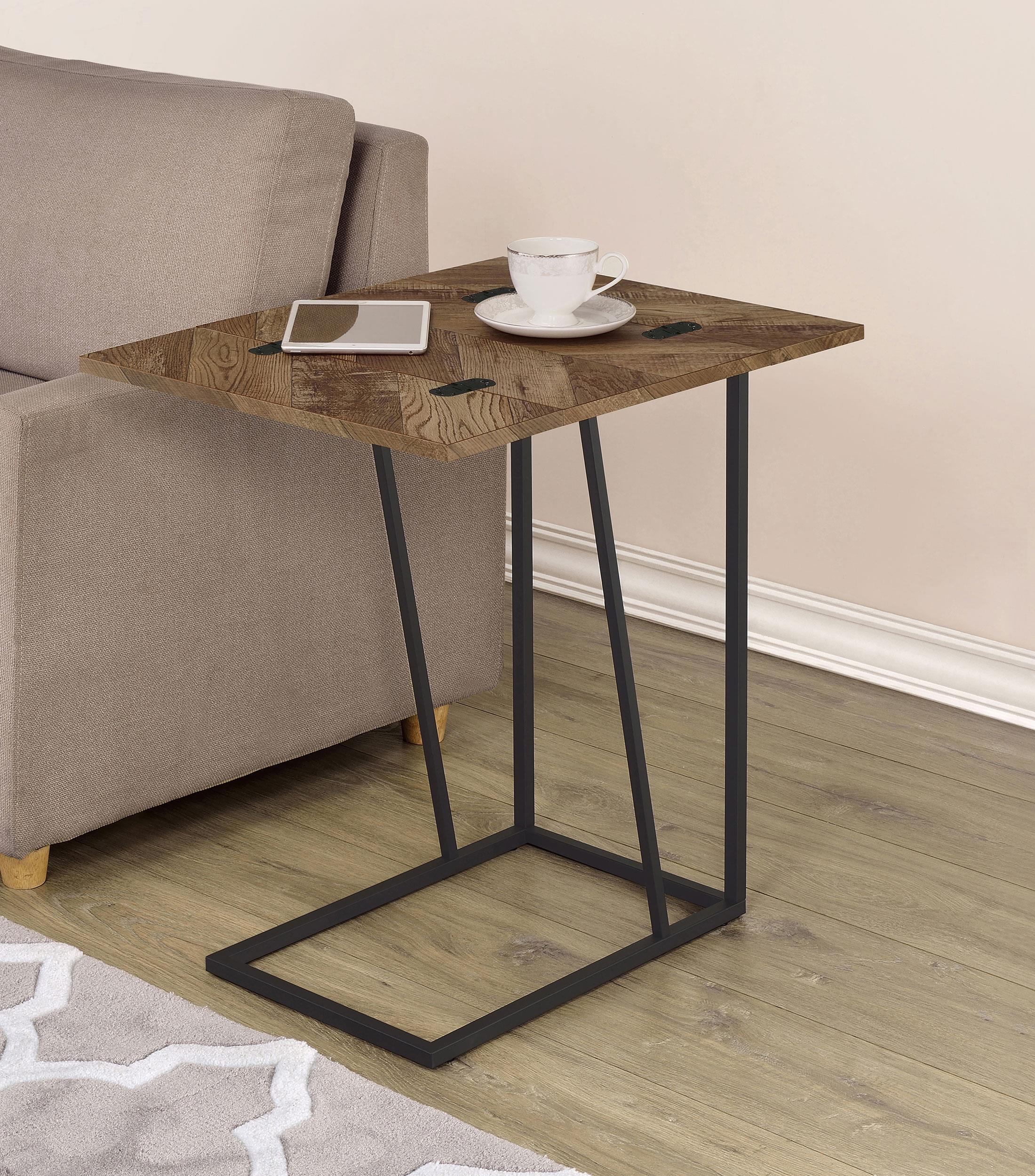 Carly Expandable Engineered Wood C-Shaped Side Table Tobacco