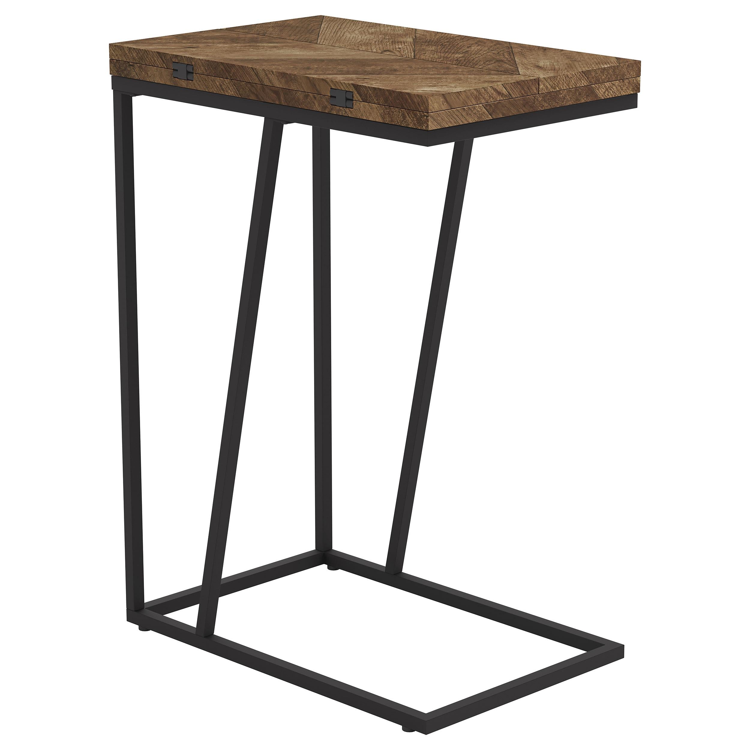 Carly Expandable Engineered Wood C-Shaped Side Table Tobacco