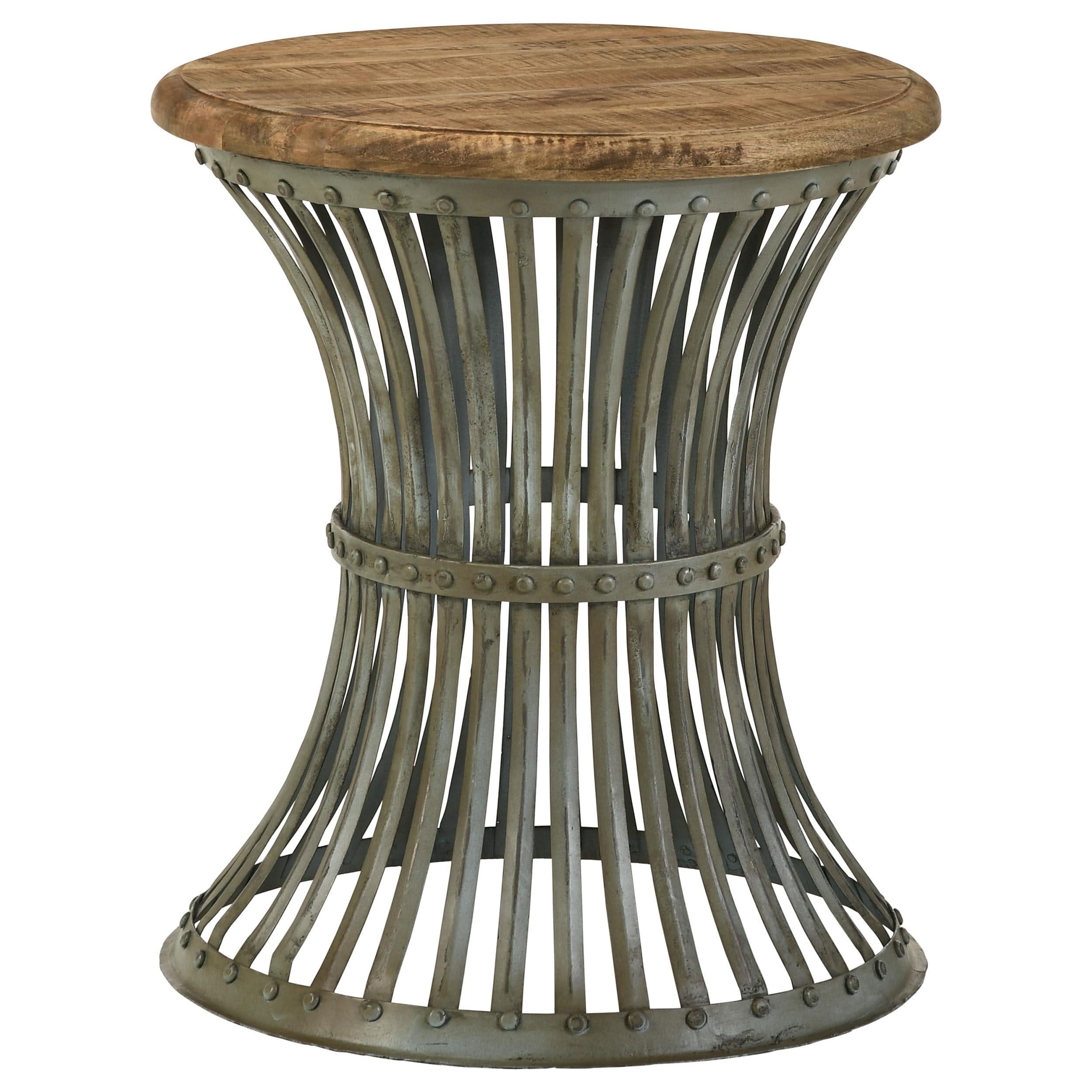 Matyas Round Wire Frame Accent Side Table Antiqued Blue