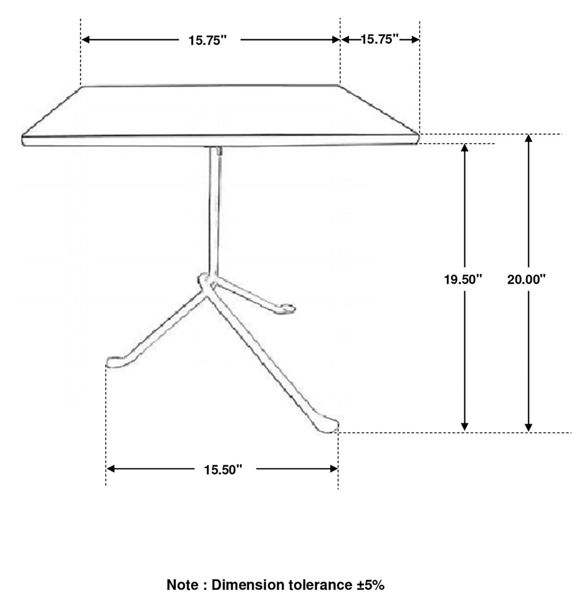 Mesa auxiliar decorativa con tapa de madera cuadrada Heitor, color marrón oscuro