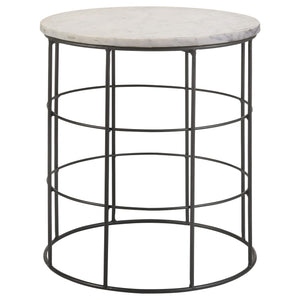 Halona Round Accent Table with Marble Top White