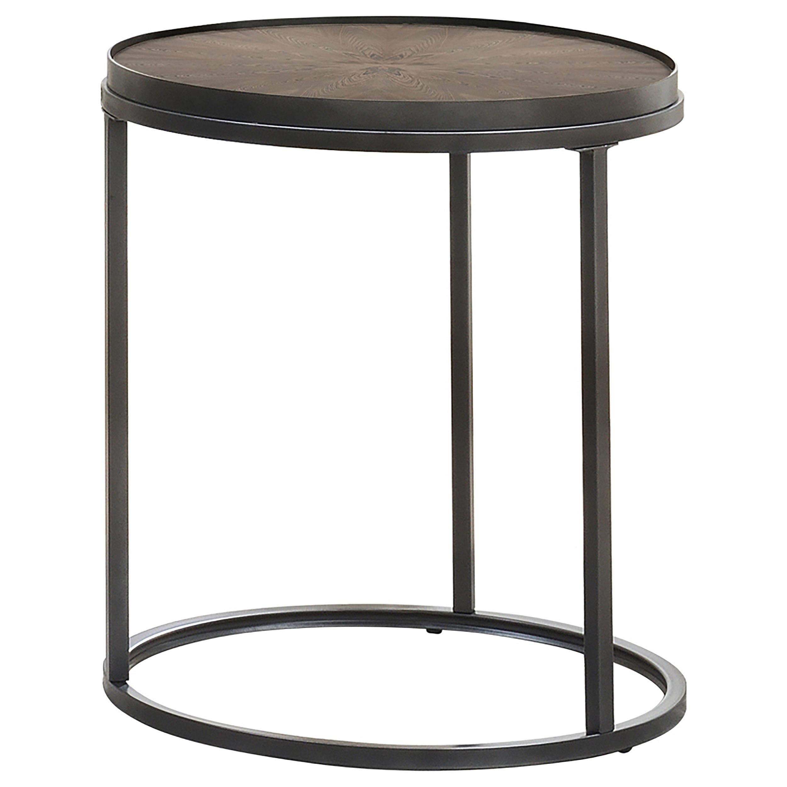 Rodrigo Round Wood Side End Table Weathered Elm