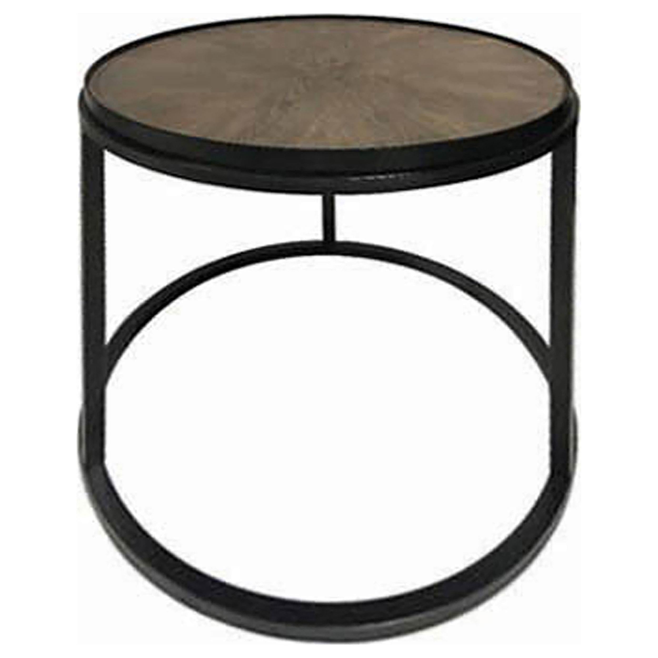 Rodrigo Round Wood Side End Table Weathered Elm
