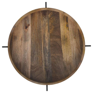 Mesa auxiliar redonda Adhvik con estante de mármol natural y negro