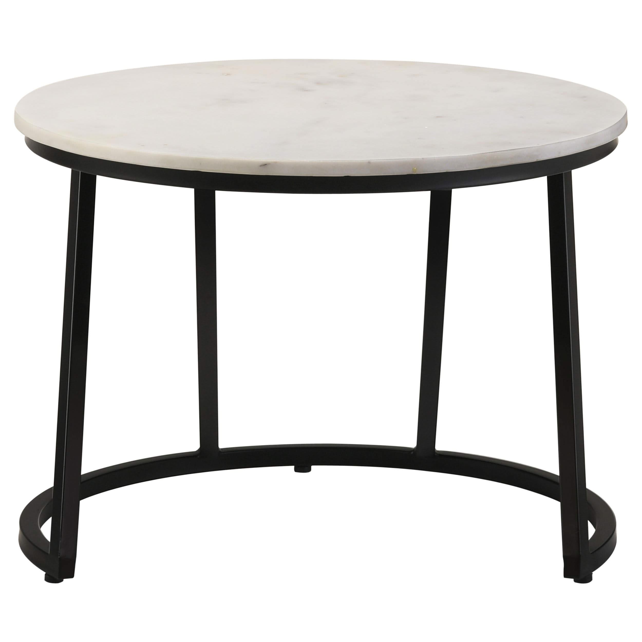 Mesa de centro redonda Miguel con tapa de mármol blanca y negra