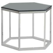 Hexagonal Smoked Glass Top Accent Side Table Chrome